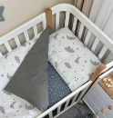 Set lenjerie de schimb pentru patut bebe 3 piese Norisori gri (3)